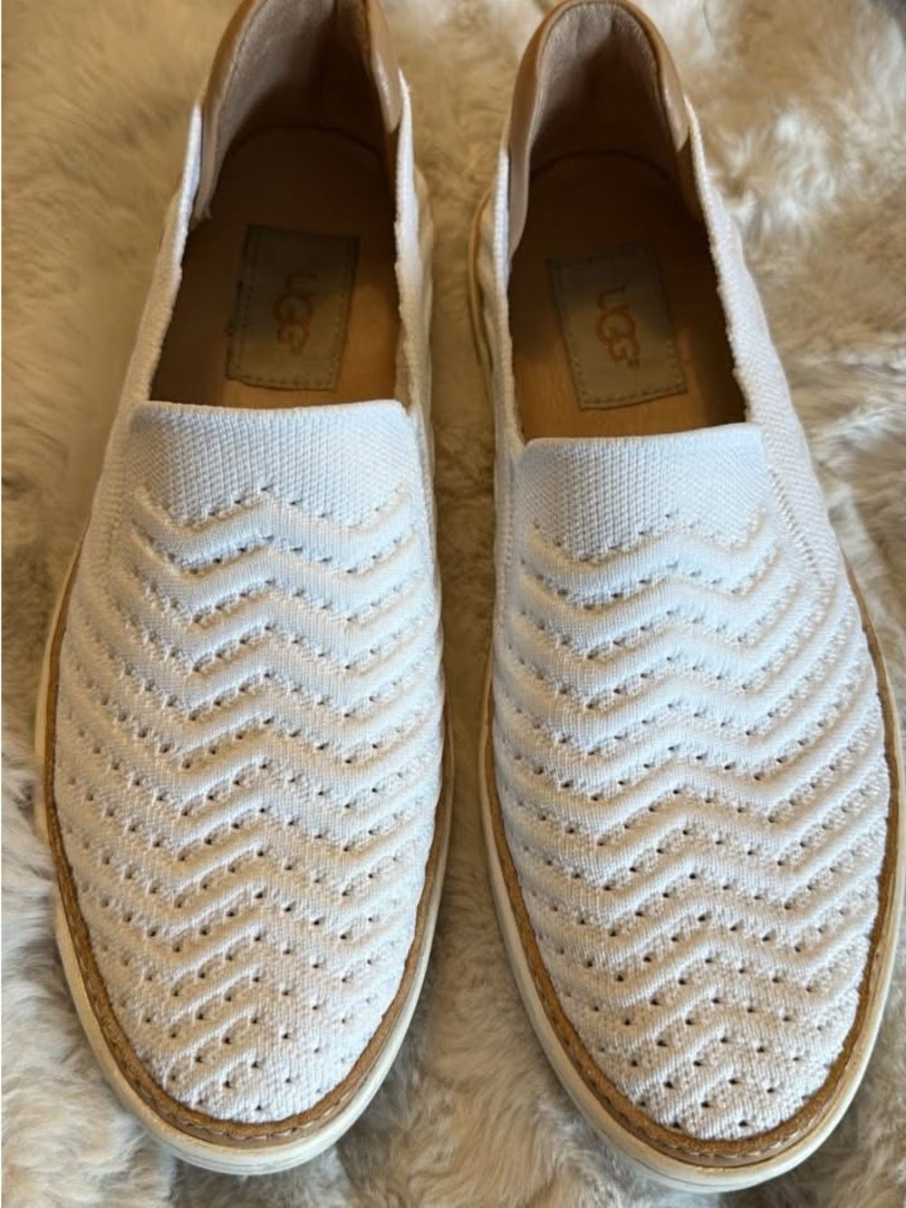 UGG women’s White Knit Slip-On Shoes